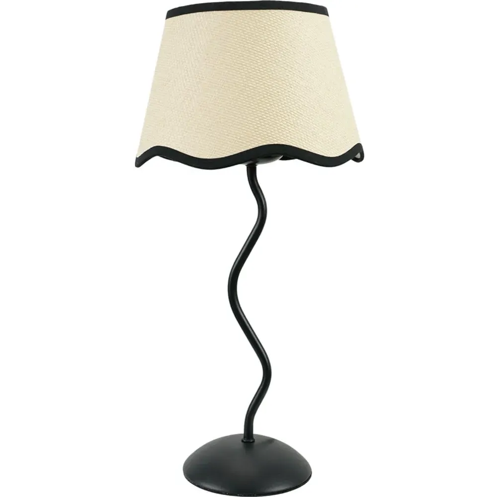 Wiggle Scallop Shade LED Table Lamp - Black, Linen