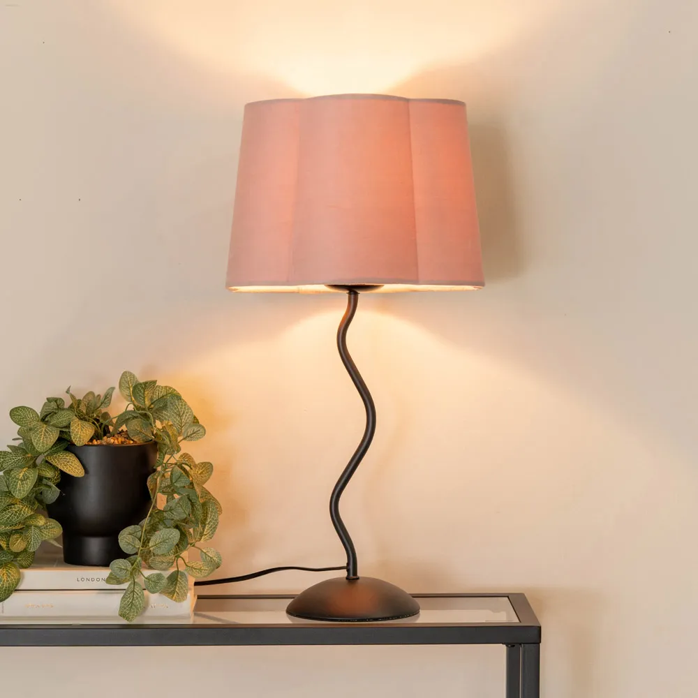 Wiggle Scallop Shade LED Table Lamp - Blush Pink, Velvet