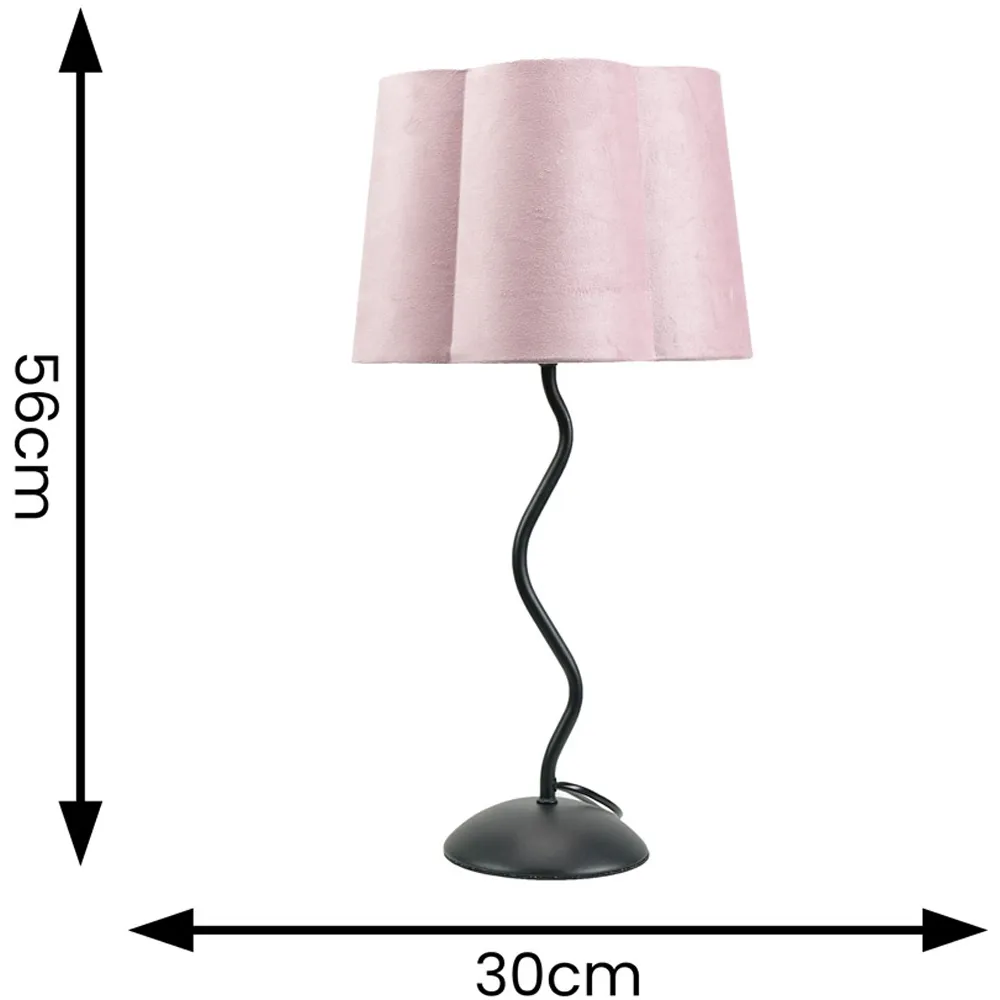 Wiggle Scallop Shade LED Table Lamp - Blush Pink, Velvet