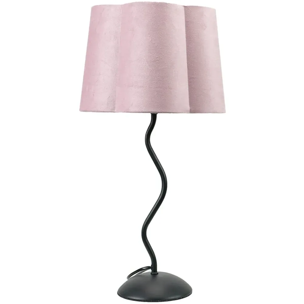 Wiggle Scallop Shade LED Table Lamp - Blush Pink, Velvet image
