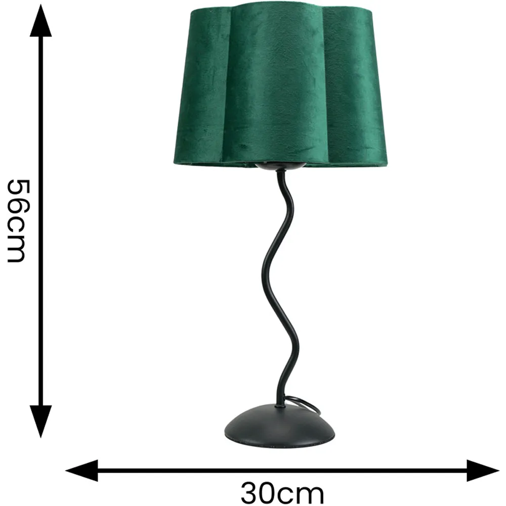 Wiggle Scallop Shade LED Table Lamp - Forest Green, Velvet
