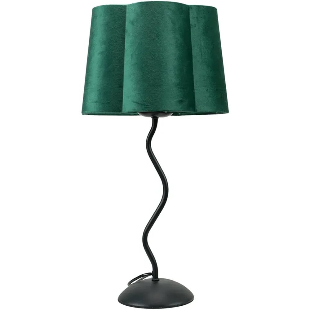 Wiggle Scallop Shade LED Table Lamp - Forest Green, Velvet