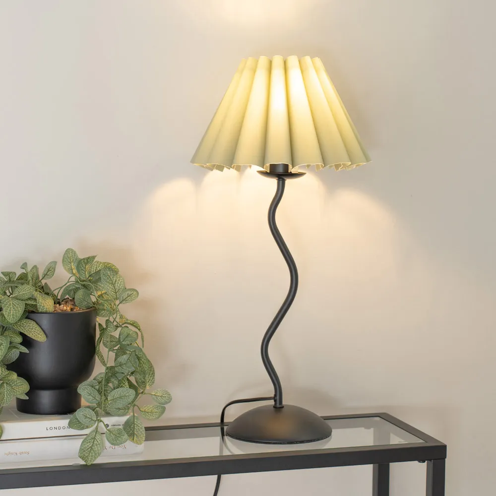 Wiggle Scallop Shade LED Table Lamp - Sage Green, Metal