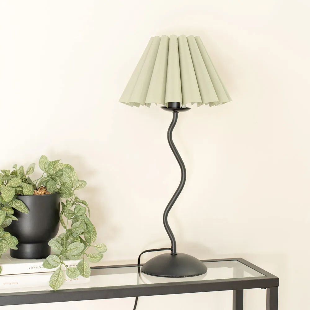 Wiggle Scallop Shade LED Table Lamp - Sage Green, Metal