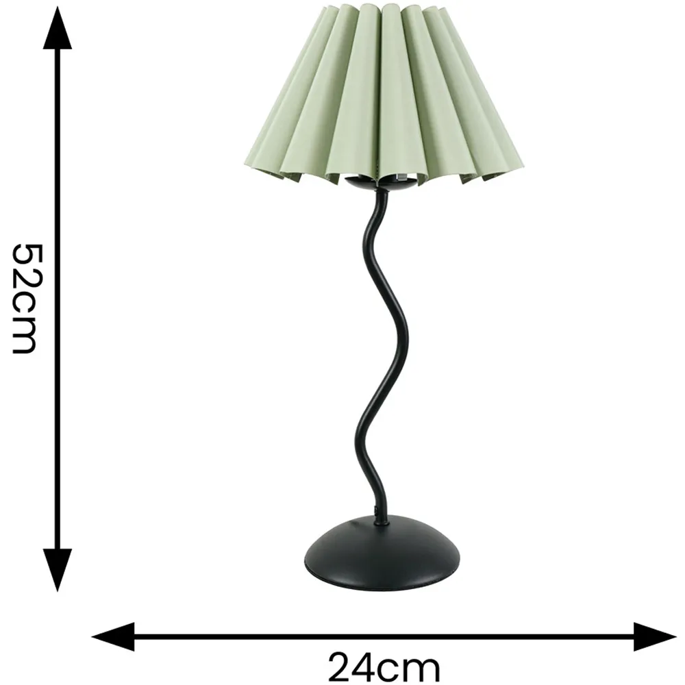 Wiggle Scallop Shade LED Table Lamp - Sage Green, Metal
