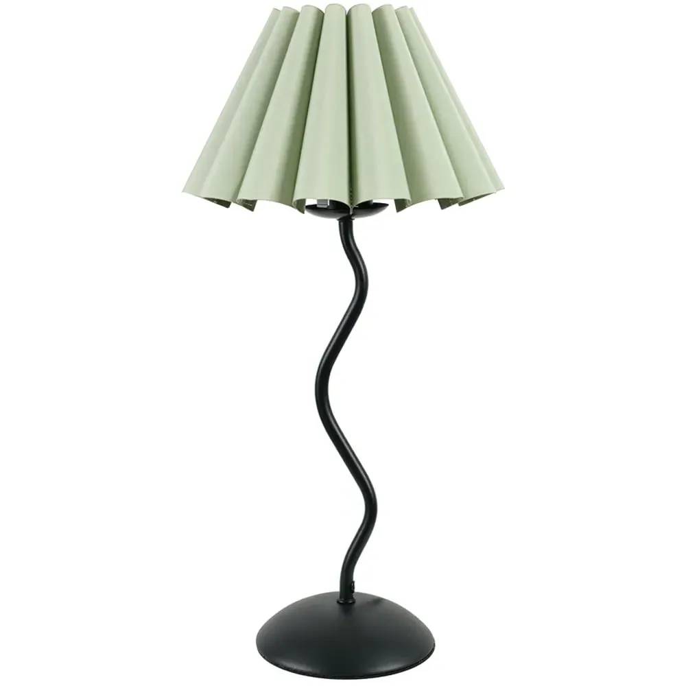 Wiggle Scallop Shade LED Table Lamp - Sage Green, Metal