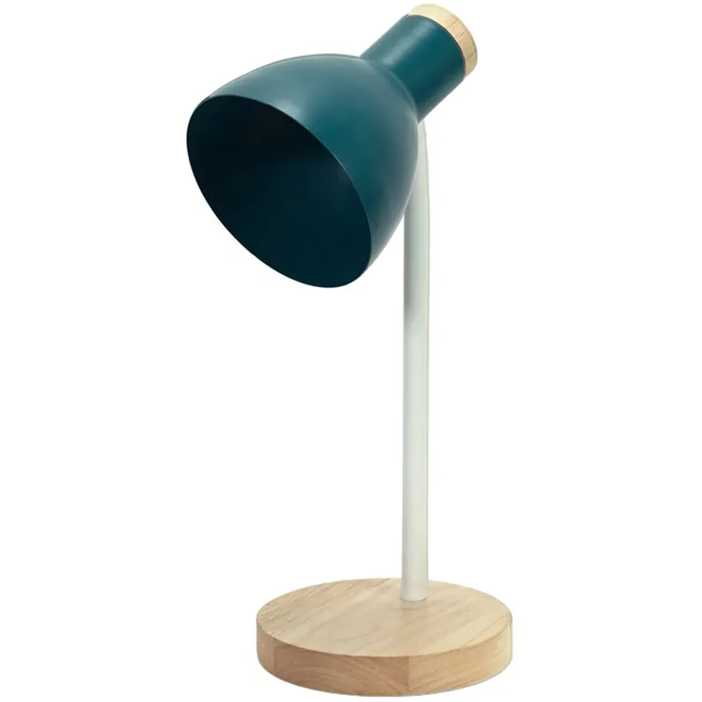 Woody Dome Shade LED Desk Lamp - Teal, Metal image