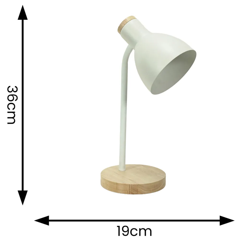 Woody Dome Shade LED Desk Lamp - White, Metal