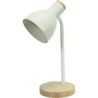 Woody Dome Shade LED Desk Lamp - White, Metal