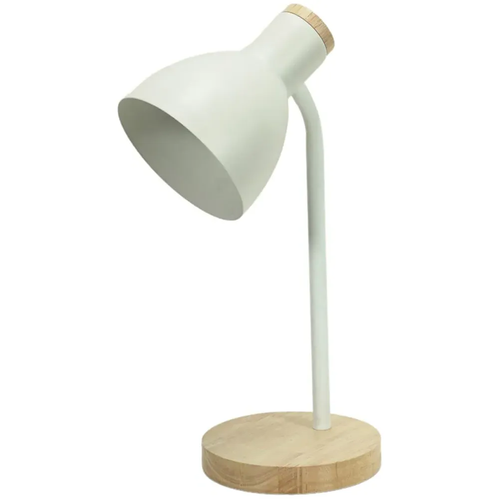 Woody Dome Shade LED Desk Lamp - White, Metal