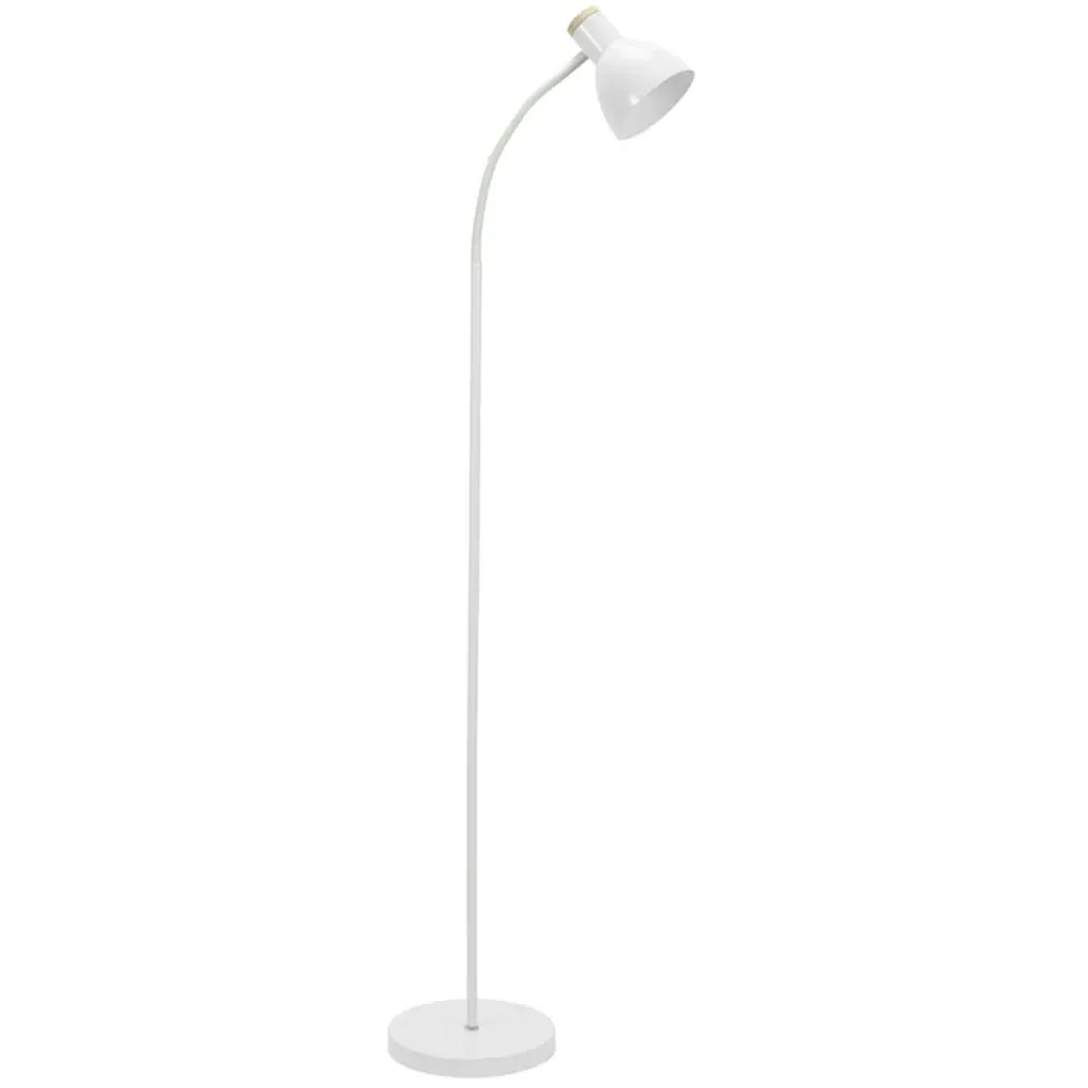 Woody Dome Shade LED Floor Lamp - White, Metal