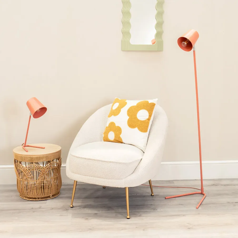 Woody Dome Shade LED Table Lamp - Pink, Wood