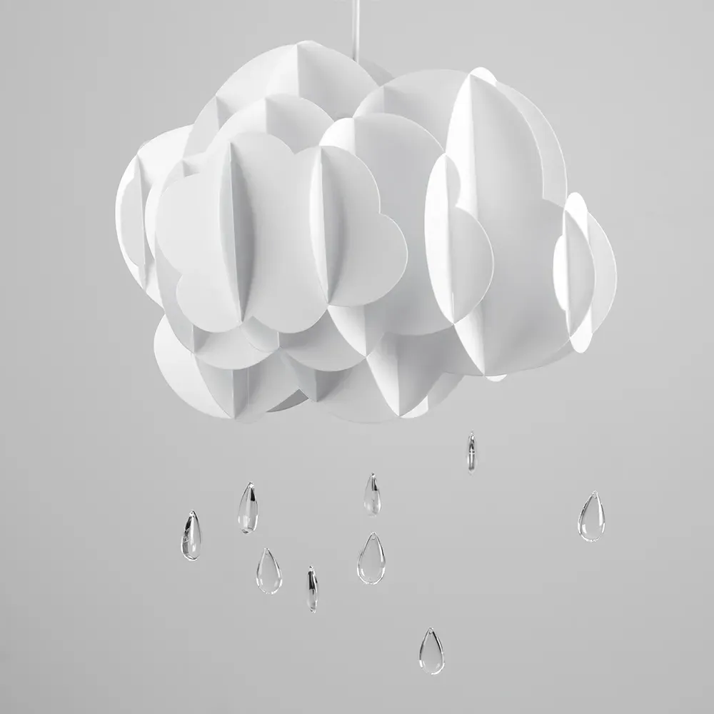 XL Cloud Pendant Light Shade with Rain - White, PVC