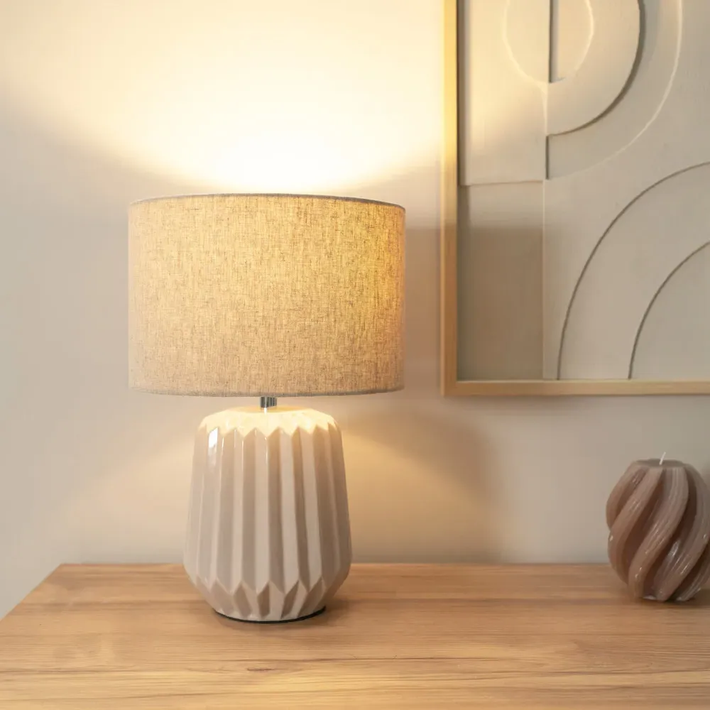 Zak Pleated Table Lamp 2 Pack - Cream, Ceramic