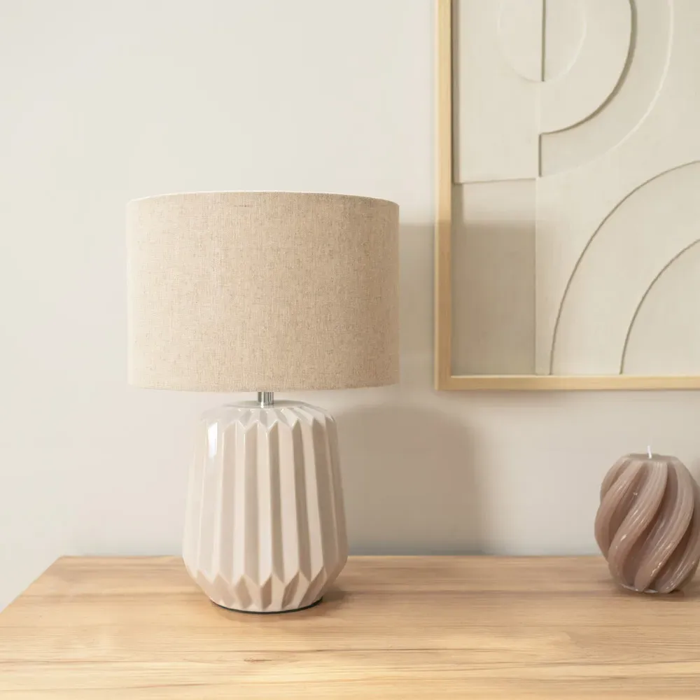 Zak Pleated Table Lamp 2 Pack - Cream, Ceramic