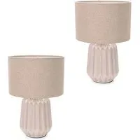 Zak Pleated Table Lamp 2 Pack - Cream, Ceramic