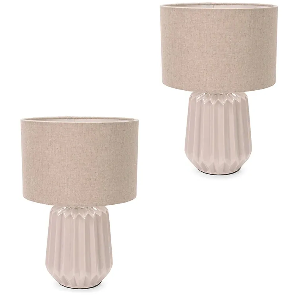 Zak Pleated Table Lamp 2 Pack - Cream, Ceramic