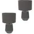 Zak Pleated Table Lamp 2 Pack - Grey, Ceramic
