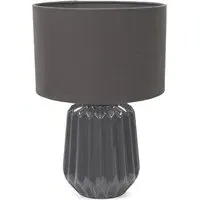 Zak Pleated Table Lamp - Grey, Ceramic