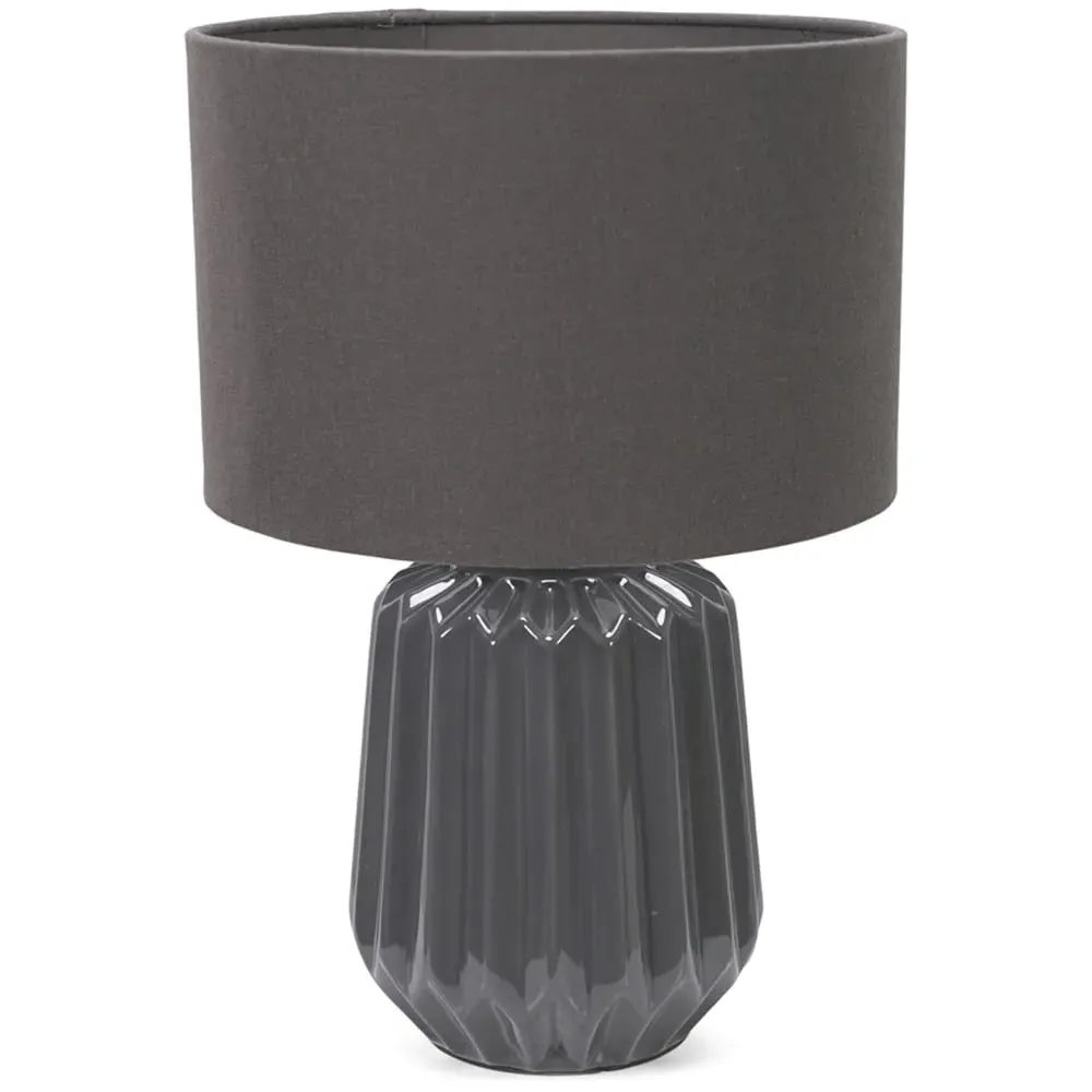 Zak Pleated Table Lamp - Grey, Ceramic