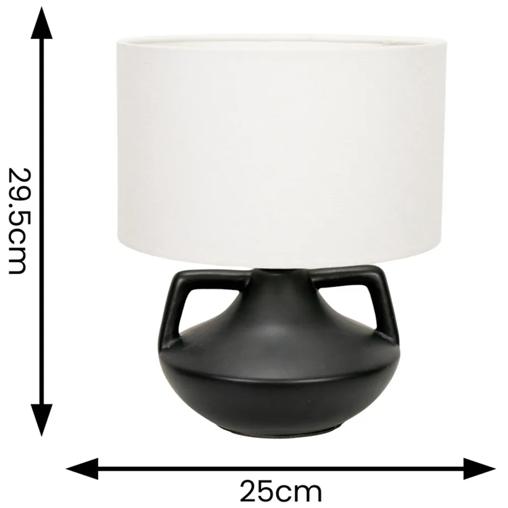 Zoe Linen Drum Shade Ceramic Vase Table Lamp - Black