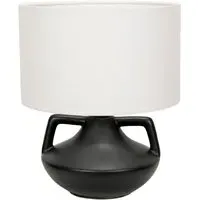Zoe Linen Drum Shade Ceramic Vase Table Lamp - Black