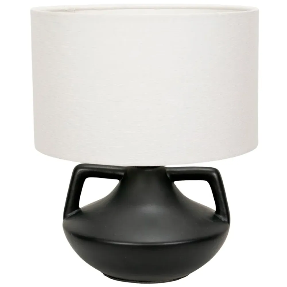 Zoe Linen Drum Shade Ceramic Vase Table Lamp - Black image