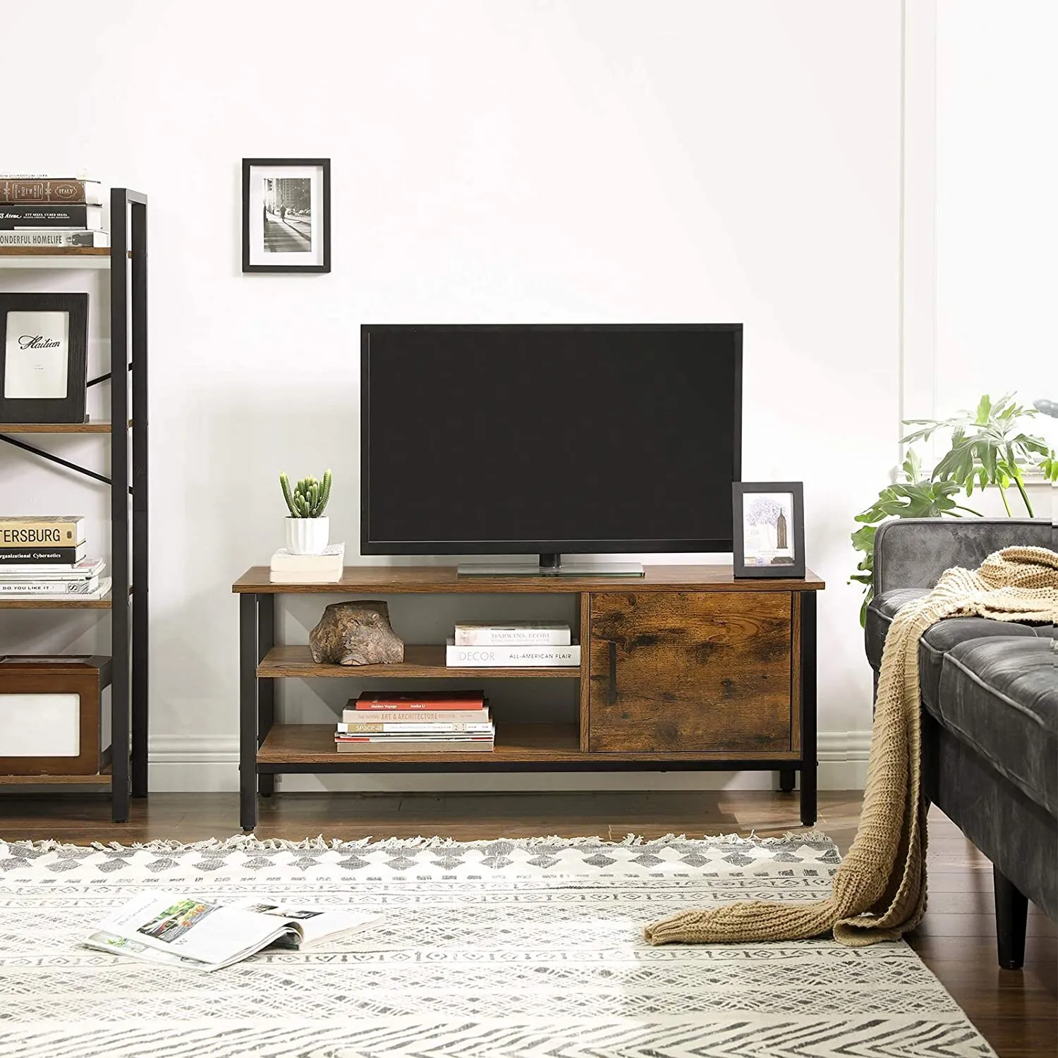 Vasagle Single Door TV Unit with Storage - Brown