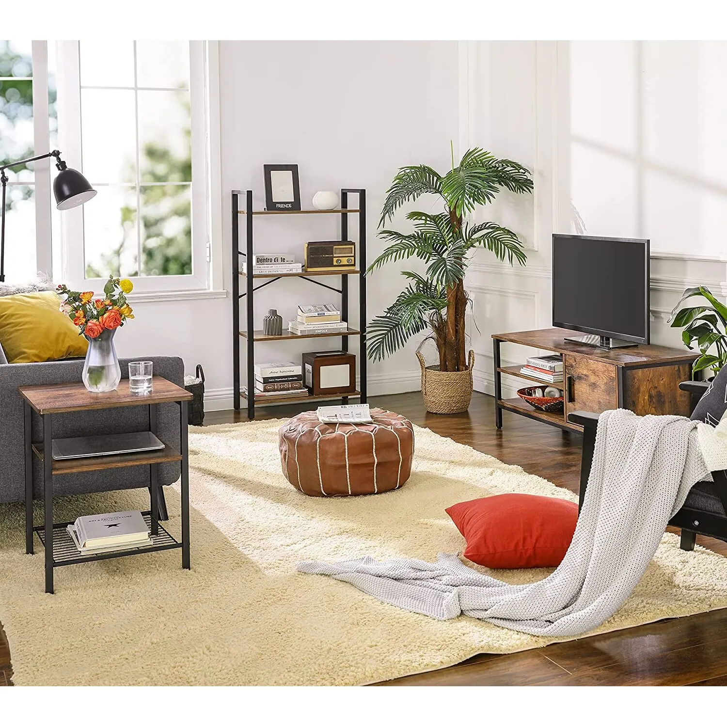 Vasagle Single Door TV Unit with Storage - Brown