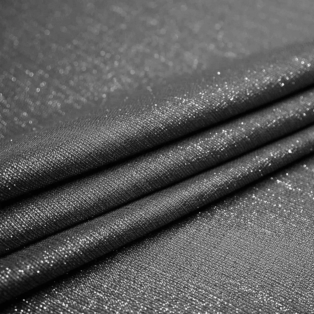 Alessandria Shimmer Voile Panel Curtain - Black, Polyester