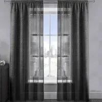 Alessandria Shimmer Voile Panel Curtain - Black, Polyester