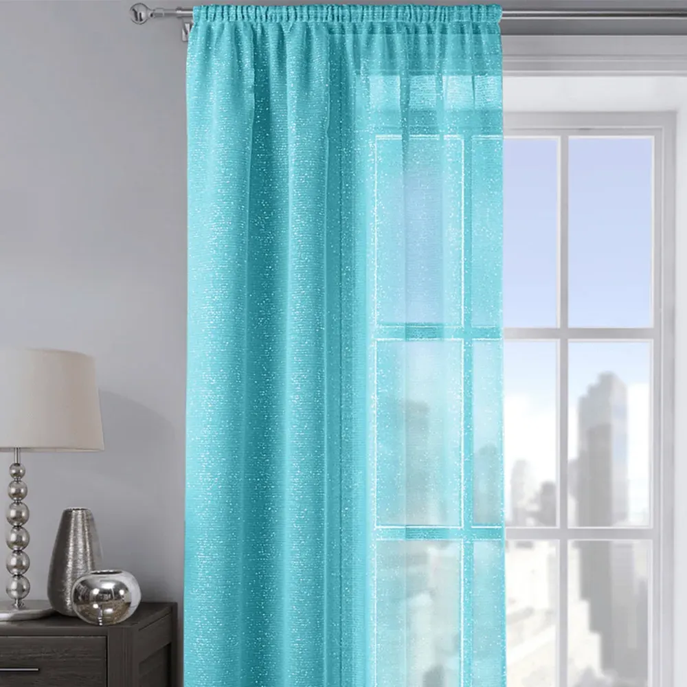Alessandria Shimmer Voile Panel Curtain - Blue, Polyester