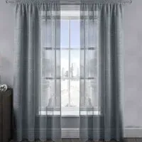 Alessandria Shimmer Voile Panel Curtain - Grey, Polyester