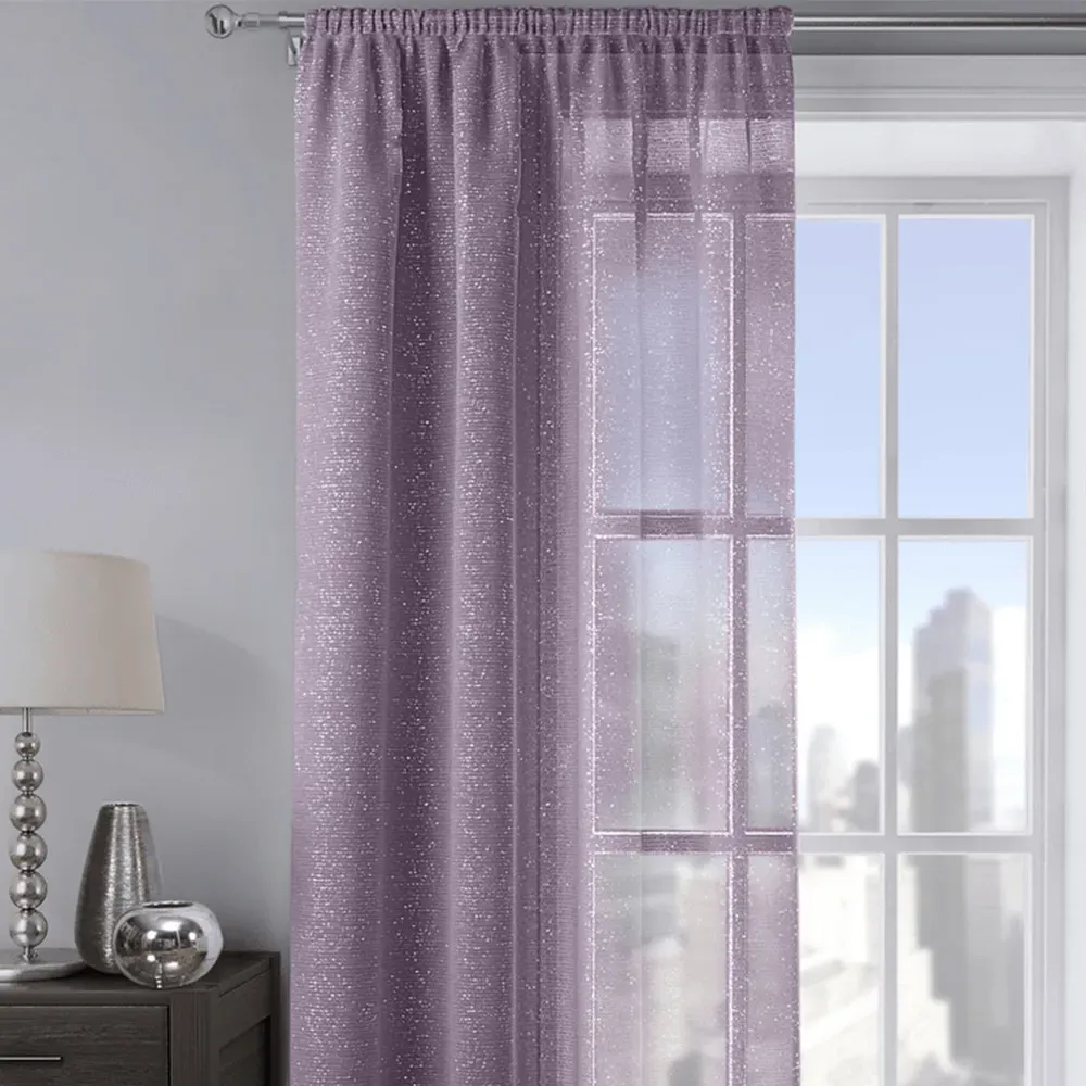 Alessandria Shimmer Voile Panel Curtain - Mauve, Polyester