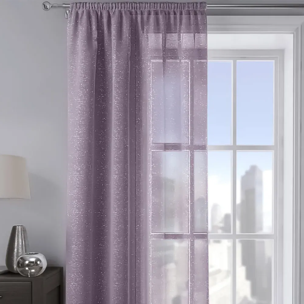 Alessandria Shimmer Voile Panel Curtain - Mauve, Polyester