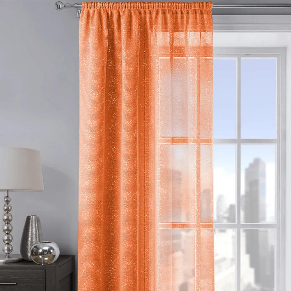 Alessandria Shimmer Voile Panel Curtain - Orange, Polyester
