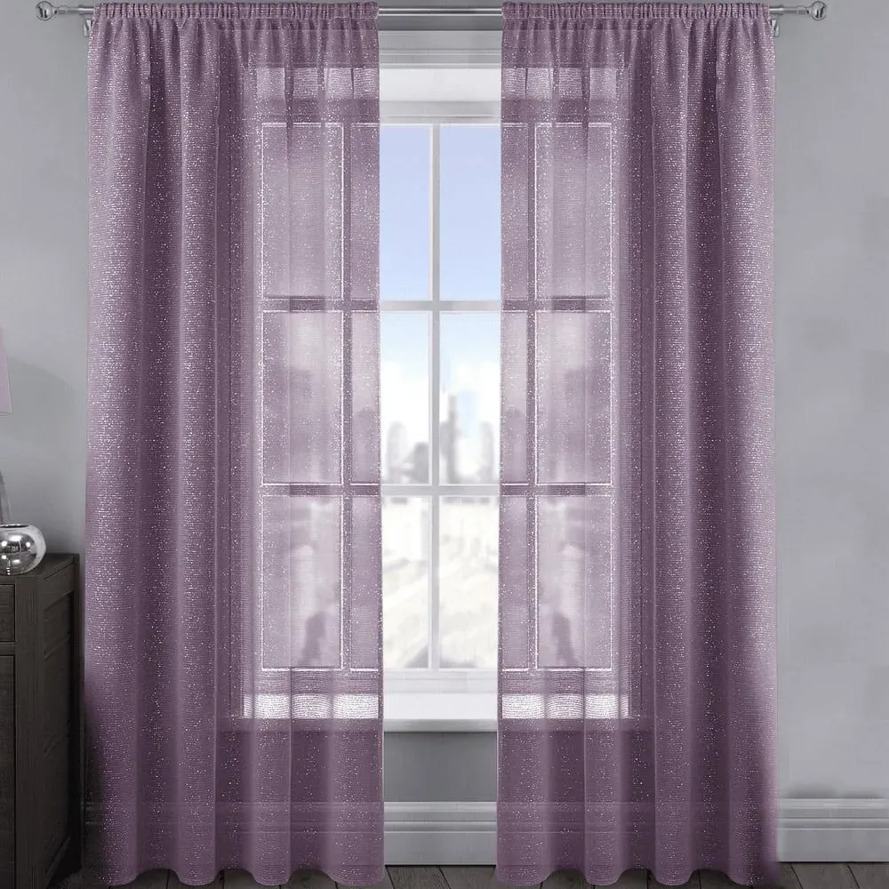 Alessandria Shimmer Voile Panel Curtain - Purple, Polyester