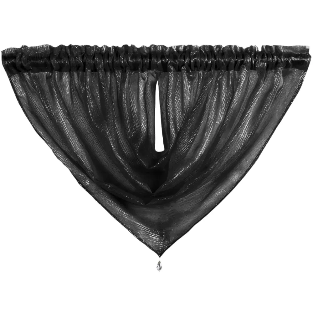Alessandria Slot Top Swag Voile Panel Curtain - Black, Polyester
