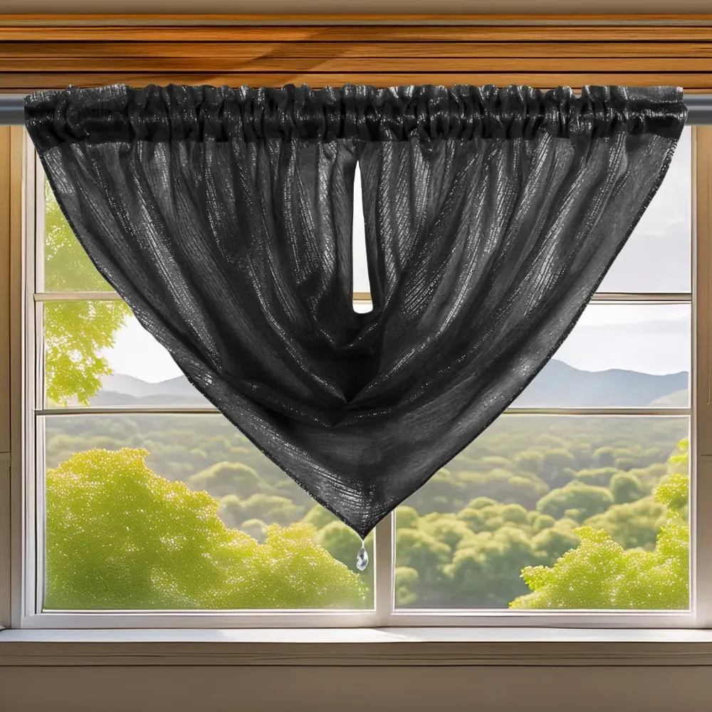 Alessandria Slot Top Swag Voile Panel Curtain - Black, Polyester image