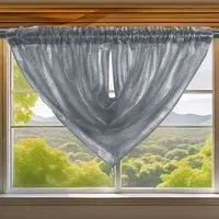 Alessandria Slot Top Swag Voile Panel Curtain - Charcoal, Polyester