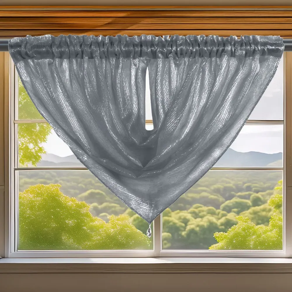 Alessandria Slot Top Swag Voile Panel Curtain - Charcoal, Polyester
