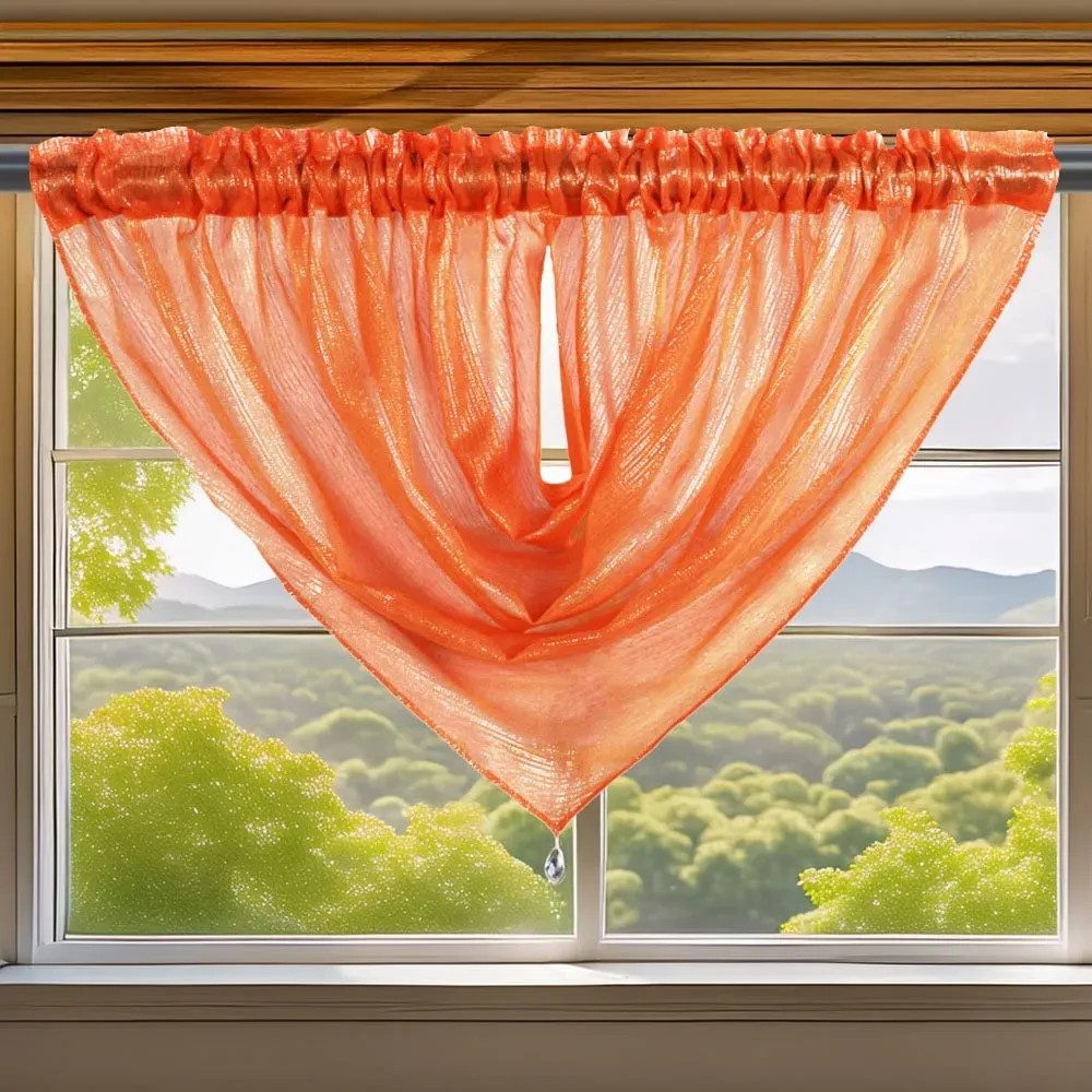 Alessandria Slot Top Swag Voile Panel Curtain - Orange, Polyester