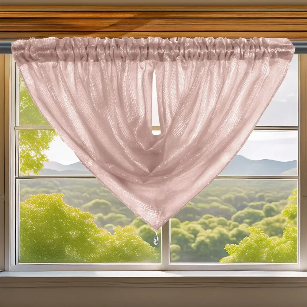 Alessandria Slot Top Swag Voile Panel Curtain - Pink, Polyester