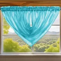 Alessandria Slot Top Swag Voile Panel Curtain - Teal, Polyester