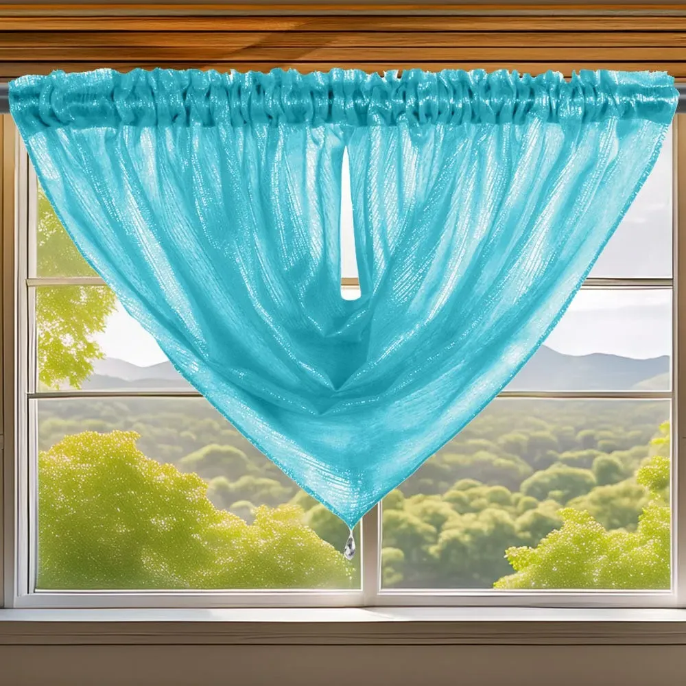 Alessandria Slot Top Swag Voile Panel Curtain - Teal, Polyester
