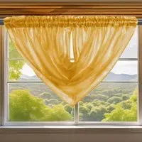 Alessandria Slot Top Swag Voile Panel Curtain - Yellow, Polyester