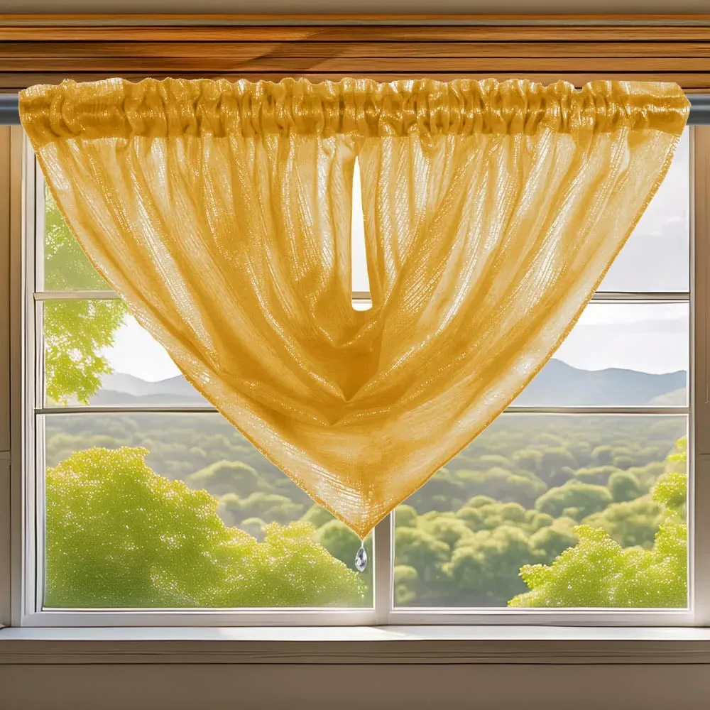 Alessandria Slot Top Swag Voile Panel Curtain - Yellow, Polyester