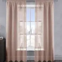 Alessandria Slot Top Voile Panel Curtain - Blush Pink, Polyester