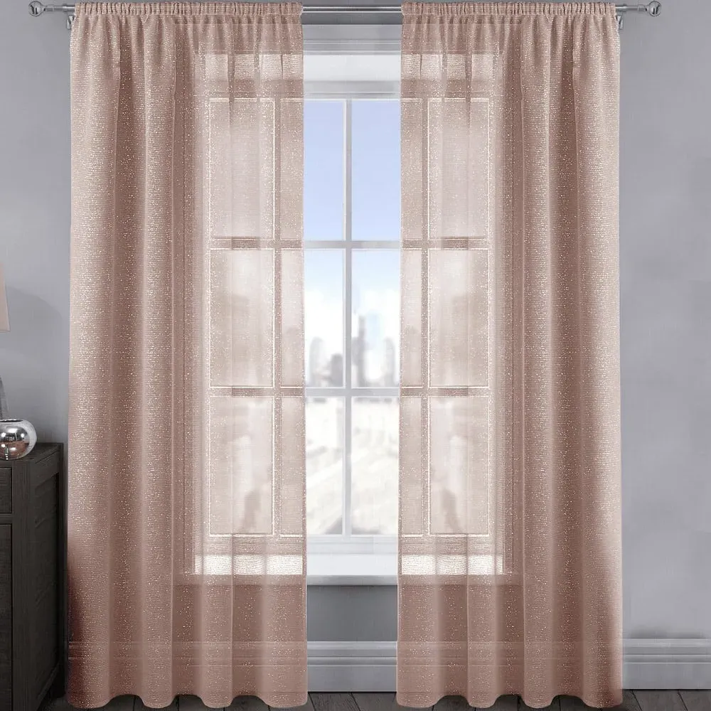 Alessandria Slot Top Voile Panel Curtain - Blush Pink, Polyester image
