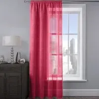 Alessandria Slot Top Voile Panel Curtain - Red, Polyester